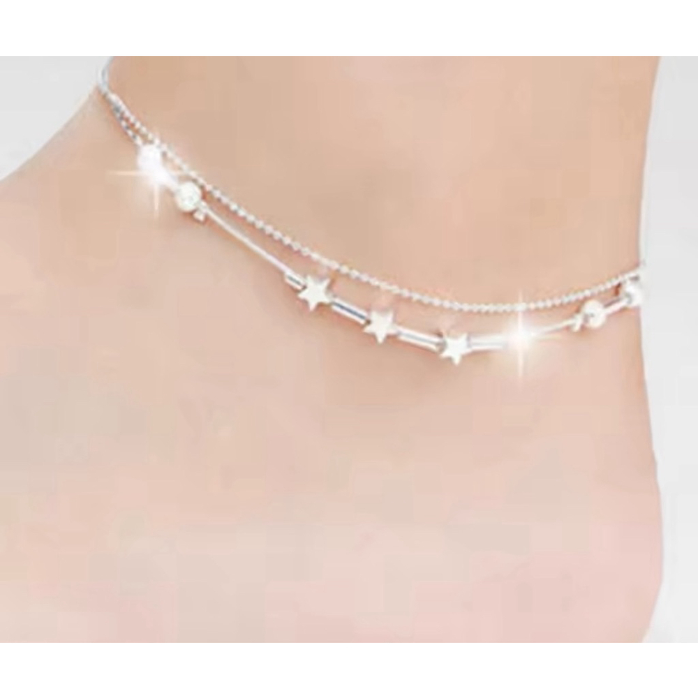 NEW SILVER STAR ANKLE BRACELET, 925 SILVER ANKLET, ANKLEā JEWELRY, ANKLET